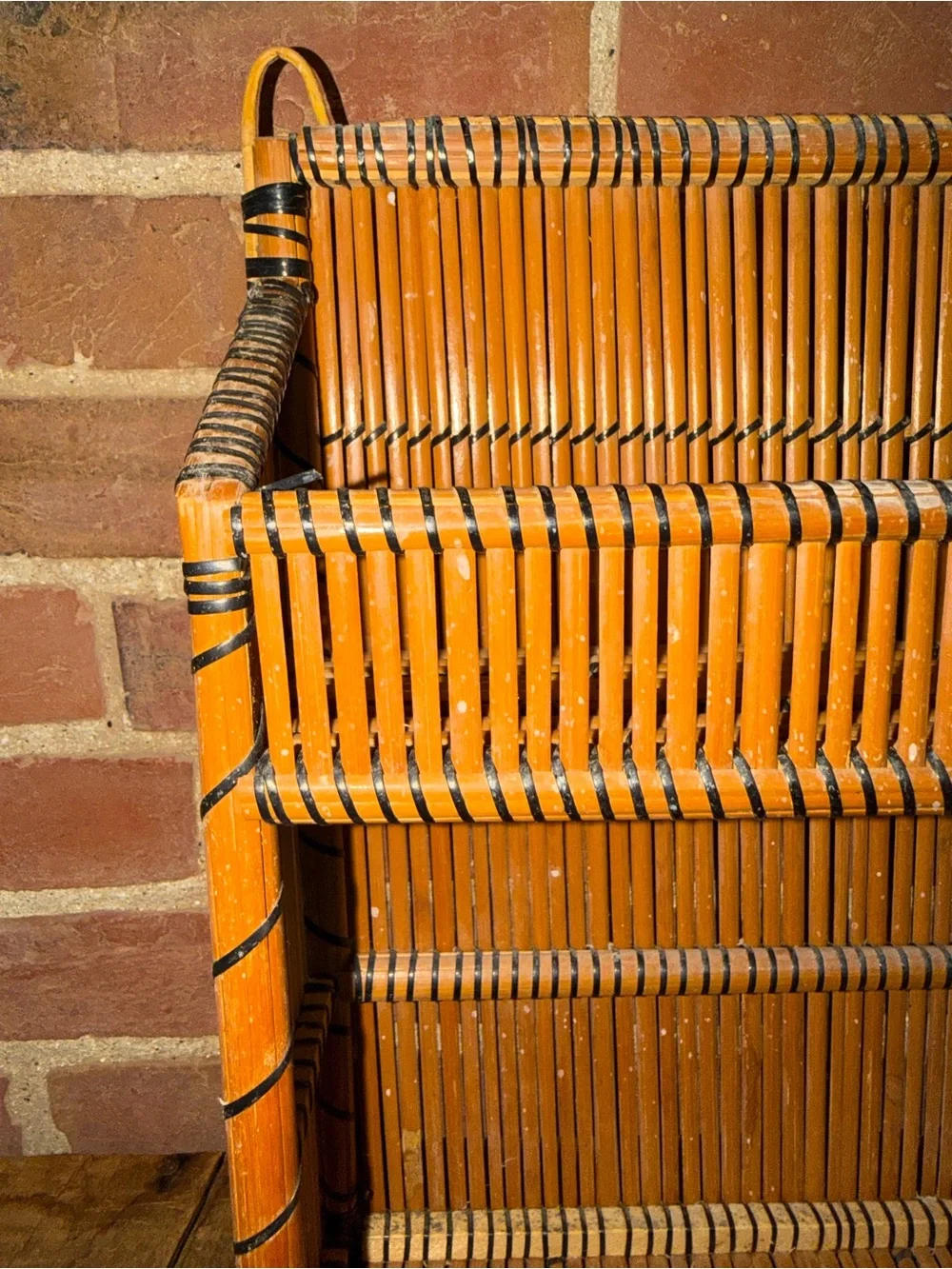Handwoven Bamboo Spice Rack Organizer Orange Rattan Wall OrganizerThree Tier